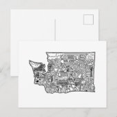 Washington State Doodle Briefkaart (Voorkant / Achterkant)