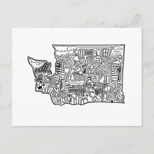 Washington State Doodle Briefkaart (Voorkant)