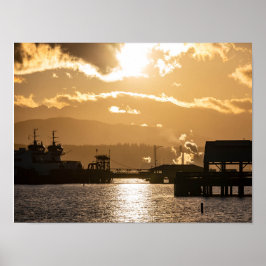 Washington State Ferries Bij Zonsondergang Fotogra Poster