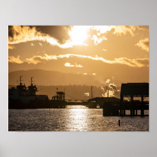 Washington State Ferries Bij Zonsondergang Fotogra Poster