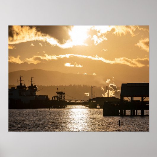 Washington State Ferries Bij Zonsondergang Fotogra Poster (Voorkant)