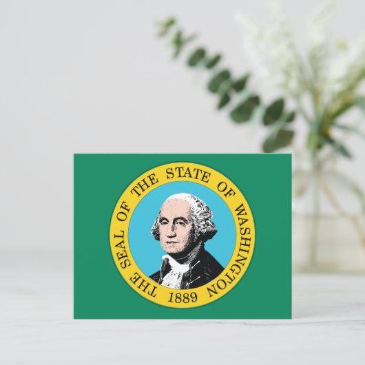 Washington State Flag Green Field Portrait 1889 Briefkaart (Staand voorkant)