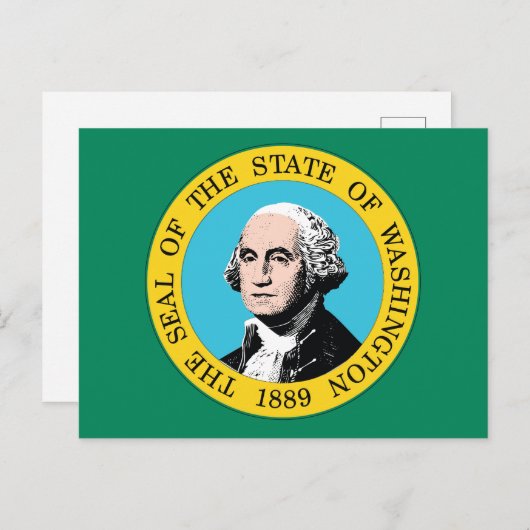 Washington State Flag Green Field Portrait 1889 Briefkaart (Voorkant / Achterkant)