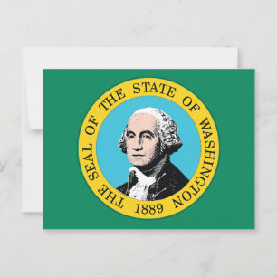 Washington State Flag Groene Achtergrond Portret 1 Briefkaart
