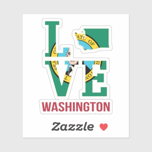 Washington State Flag Love Sticker (Vel)