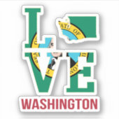 Washington State Flag Love Sticker (Voorkant)