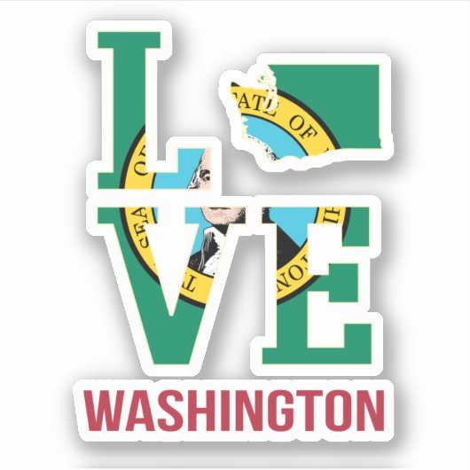Washington State Flag Love Sticker (Voorkant)