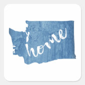 Washington State Home Wood Grain Vierkante Sticker (Voorkant)