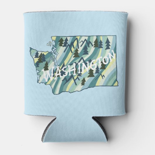 Washington State Illustrated Map Blikjeskoeler (Voorkant)