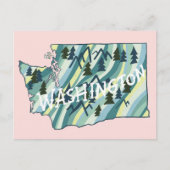 Washington State Illustrated Map Briefkaart (Voorkant)