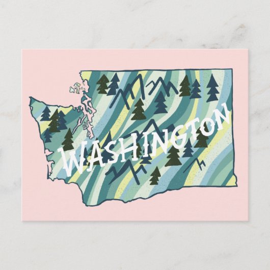 Washington State Illustrated Map Briefkaart (Voorkant)