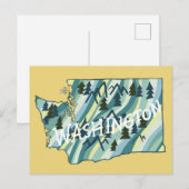 Washington State Illustrated Map Briefkaart (Voorkant / Achterkant)