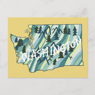 Washington State Illustrated Map Briefkaart