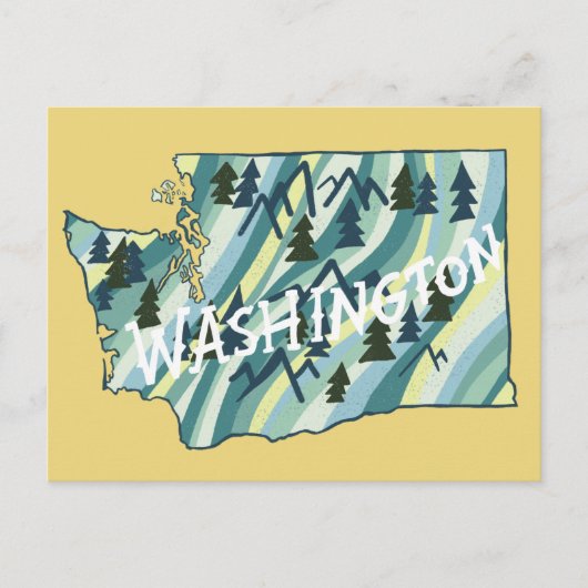 Washington State Illustrated Map Briefkaart (Voorkant)