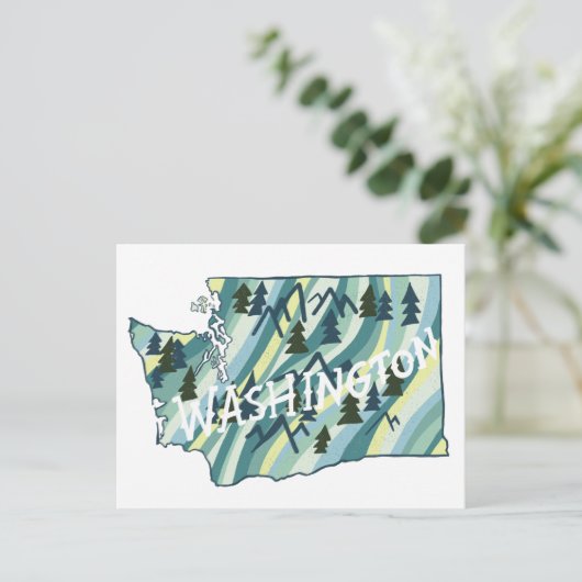 Washington State Illustrated Map Briefkaart (Staand voorkant)