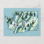 Washington State Illustrated Map Briefkaart (Voorkant)