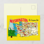 WASHINGTON STATE KAART VINTAGE POSTKAART (Voorkant / Achterkant)