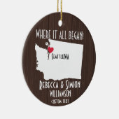 Washington State Love Aangepaste Kaart Nieuw Paar Keramisch Ornament (Rechts)