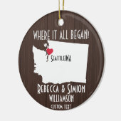 Washington State Love Aangepaste Kaart Nieuw Paar Keramisch Ornament (Links)