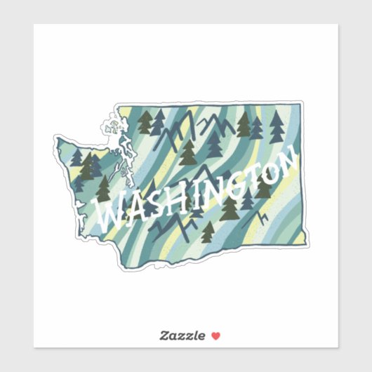 Washington State MAP Colour Pencil Art Sticker (Vel)
