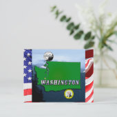 Washington State Map Faux Quarter, Seal, Mountains Briefkaart (Staand voorkant)