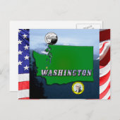 Washington State Map Faux Quarter, Seal, Mountains Briefkaart (Voorkant / Achterkant)