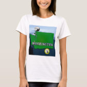 Washington State Map Faux Quarter, Seal, Mountains T-shirt (Voorkant)