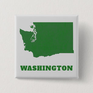 Washington State Map Green en White Square Button