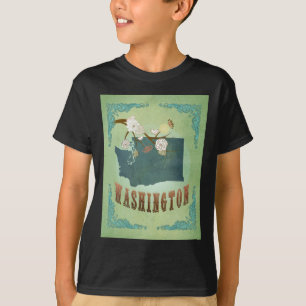 Washington State Map - groen T-shirt
