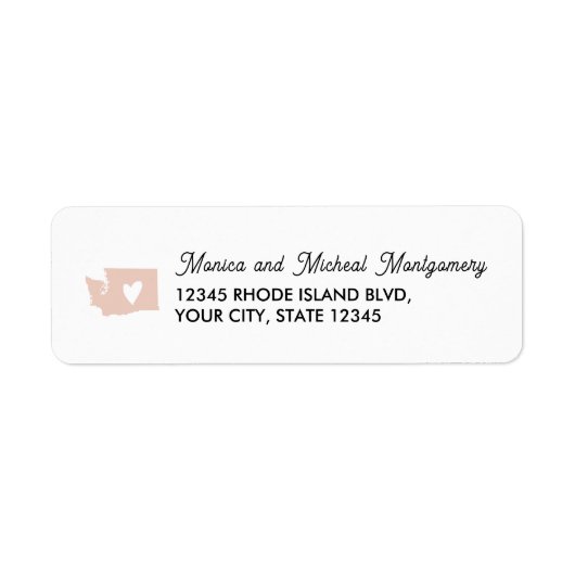 WASHINGTON State Map met hart - ELKE KLEUR Etiket (Voorkant)