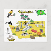Washington State Map met toeristische bestemmingen Briefkaart (Voorkant)