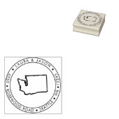 Washington State Map Retouradres Hout Rubberstempel (Gestempeld)