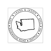 Washington State Map Retouradres Hout Rubberstempel (Afrduk)