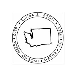 Washington State Map Retouradres Hout Rubberstempel