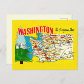 Washington State Map Vintage Postcard Briefkaart (Voorkant / Achterkant)