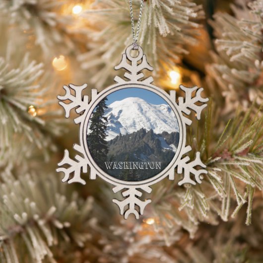 Washington State Mount Rainier Tin Sneeuwvlok Ornament (Boom)
