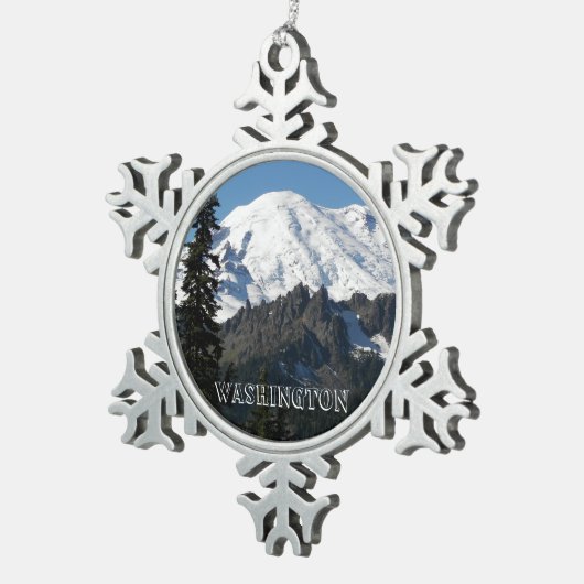 Washington State Mount Rainier Tin Sneeuwvlok Ornament (Rechts)