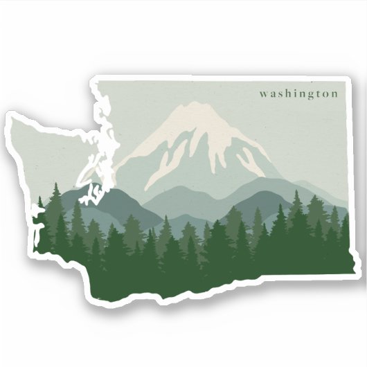 Washington State Mt. Rainier en Forest Sticker (Voorkant)