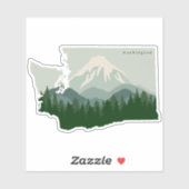 Washington State Mt. Rainier en Forest Sticker (Vel)