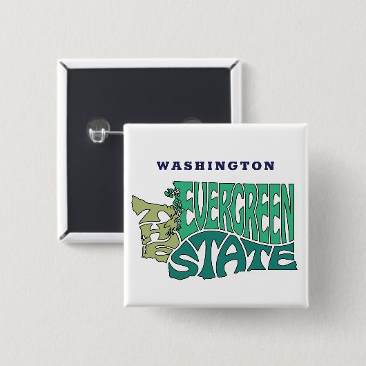 Washington State Nickname Word Art Vierkante Button 5,1 Cm (Voorkant /achterkant)