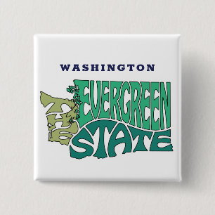 Washington State Nickname Word Art Vierkante Button 5,1 Cm
