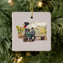 Washington State Photo insert and town name Keramisch Ornament
