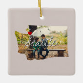 Washington State Photo insert and town name Keramisch Ornament (Voorkant)