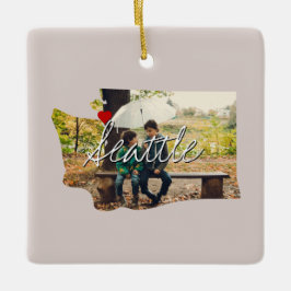 Washington State Photo insert and town name Keramisch Ornament