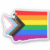 Washington State Pride LGBTQ Progress Pride Sticker (Voorkant)