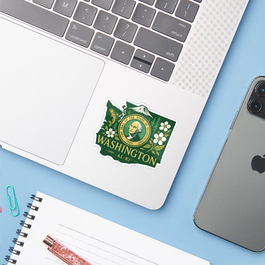 Washington State Pride Sticker (Laptop met iPhone)