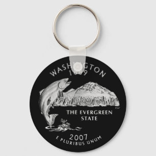 Washington State Quarter Black achtergrond Sleutelhanger