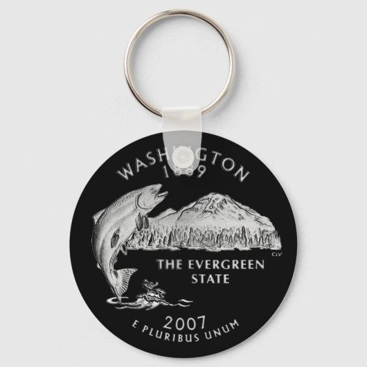 Washington State Quarter Black achtergrond Sleutelhanger (Voorkant)