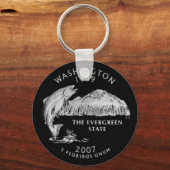 Washington State Quarter Black achtergrond Sleutelhanger (Voorkant)