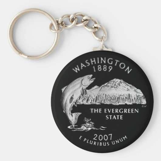 Washington State Quarter Black achtergrond Sleutelhanger (Voorkant)